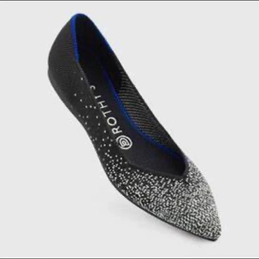 Rothy's Slate Pointed Glitter Flat